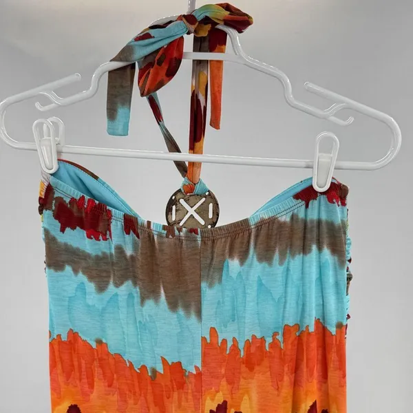 Boston Proper Multicolor Tie-Dye halter Maxi Dress M Y2K beach vacation resort - Image 3
