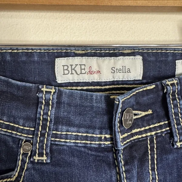 BKE Denim Stella Jeans Womens 28L Dark Wash Blue Bootcut Stretch Contrast Stitch - Image 5