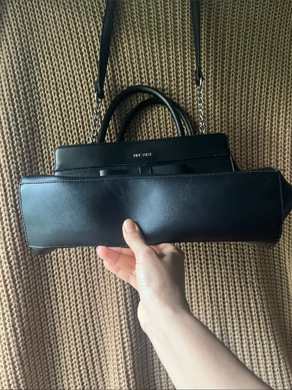 Nine West Black Satchel with Bow Detail - Image 11