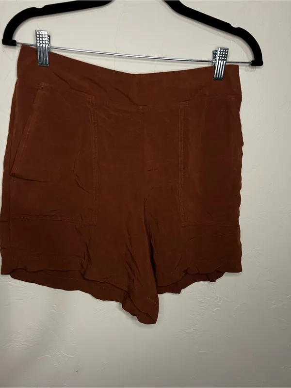 Wildfox Brown Flowy Pull-On‎ Rayon Vacation Lounge Travel Shorts - Image 2