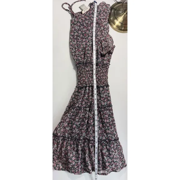 Altard State Navy Pink Floral Smocked Tiered Ruffle Mini Dress Size‎ Large - Image 9