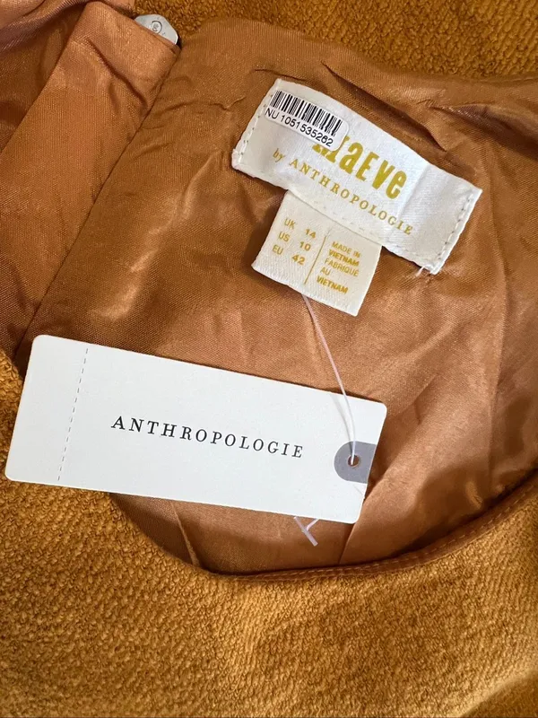 Anthropologie Maeve Orange Crewneck Mini Shift Dress NWT Size 10 Mod - Image 9