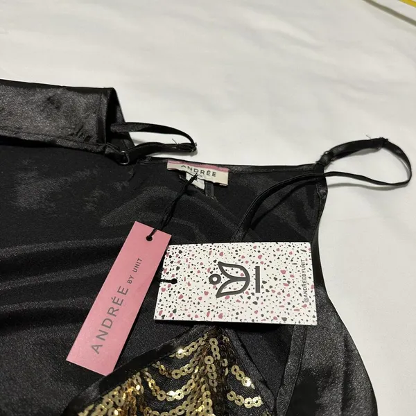 Andree By Unit Gold Sequin Black Sleeveless Tank For Party Sz 1X NWT $51 - Image 9