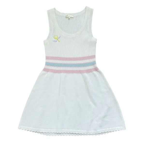 LoveShackFancy‎ Indiana Mini Dress Womens Large Tennis White Embroidered Knit - Image 4