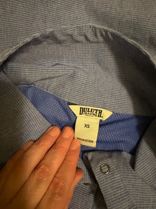 Duluth Trading Company Sol Survivor Sun Protection Shirt XS Xtra Small Blue Snap - Image 3