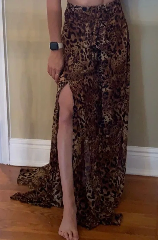 LIONESS NWT Princess Polly/ Nasty gal leopard animal print chiffon High Waisted maxi skirt - Image 3