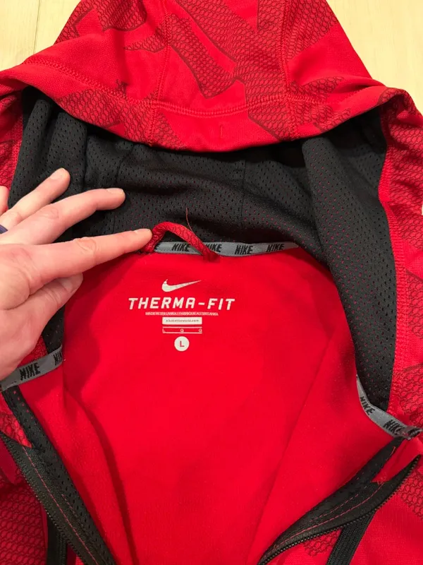 Nike Therma-Fit Red Camo/Geometric Athletic Full Zipper Hoodie Men's Size Large - Image 5