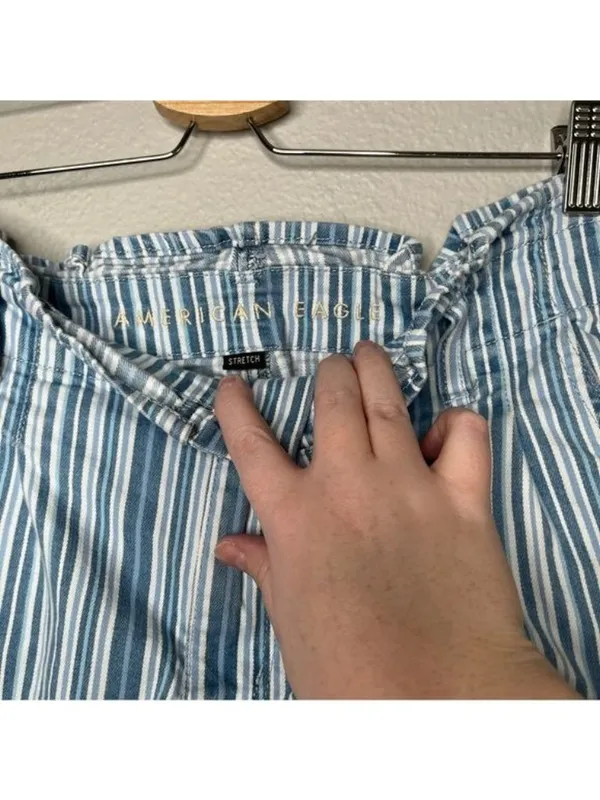 American Eagle Outfitters Womens Mom Shorts Size 14 Blue/White Striped nautical - Image 10