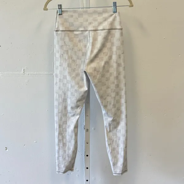 Z Supply Active Womens Medium Checkerboard High Rise Leggings Neutral Watercolor - Image 2
