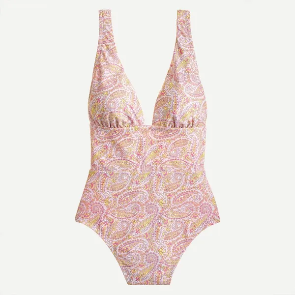 NWT J. Crew Eco Plunge One Piece‎ Swimsuit Beach Paisley Peach Size 12 - Image 3
