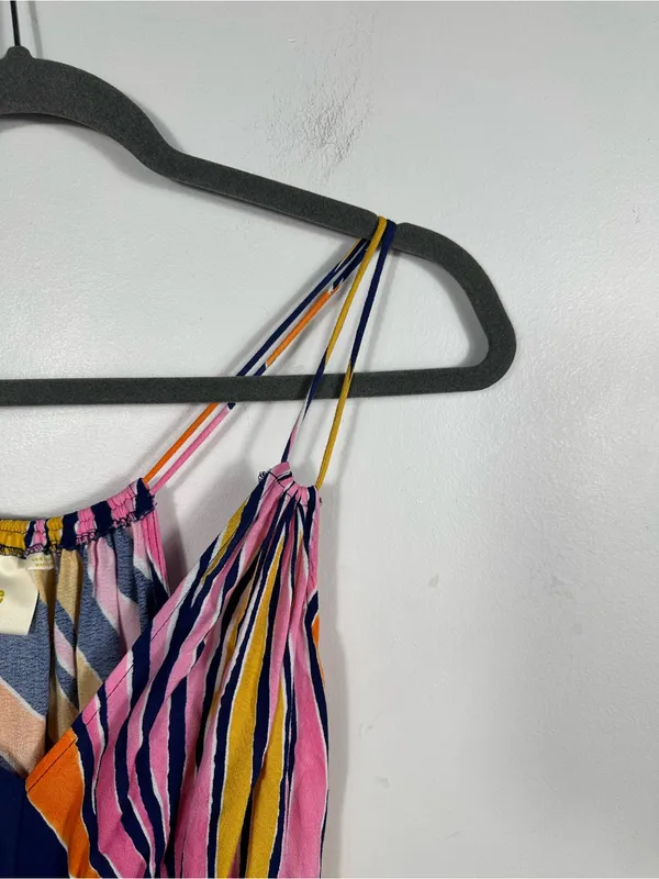 Anthropologie Maeve Jumpsuit Womens 6 Pink Orange Abstract Wide Leg‎ Strappy - Image 6
