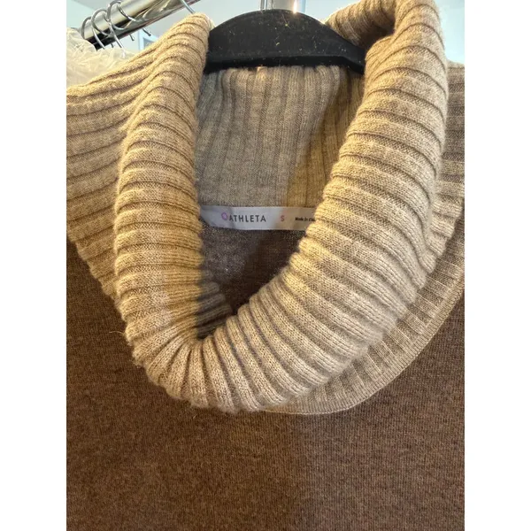 Athleta Womens Brown Merino Wool Cowl Neck Colorblock Sweater Dress S 428331 - Image 3