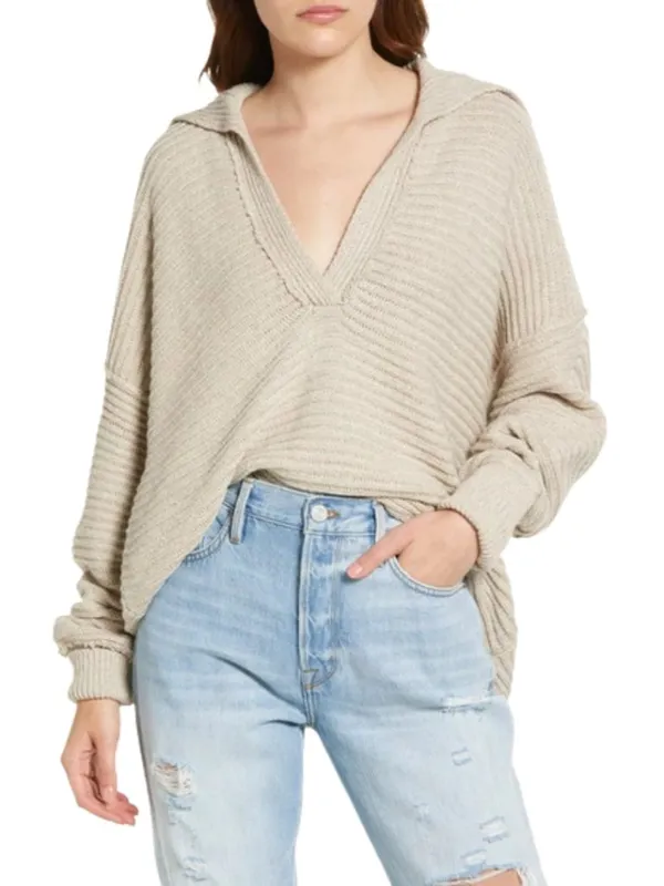 Free People Marlie Pullover Sweater Women's Small Pebble Collared Bohemian NWOT - Image 5