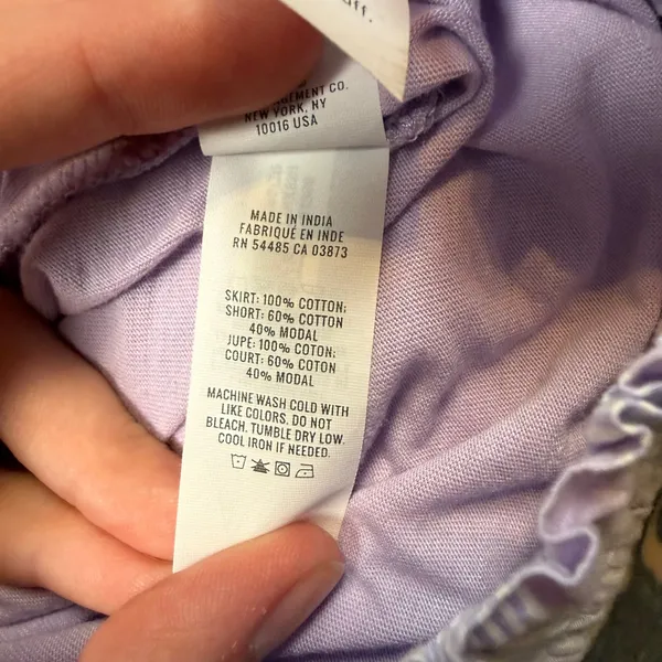 Aerie Purple Striped Button Front Paperbag Waist Comfy Mini Skort Womens Large - Image 3