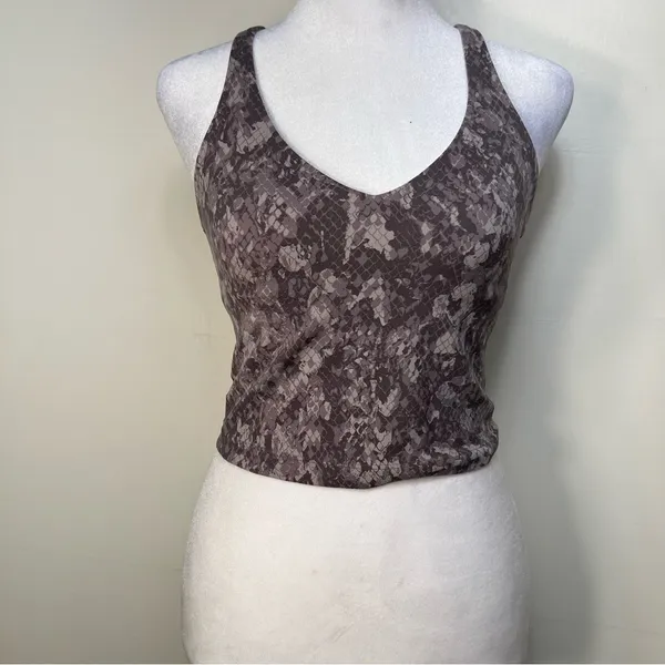 Lululemon Align Tank Top Grey Brown Snakeskin Animal Print Crop V-Neck‎ Yoga Bra - Image 7