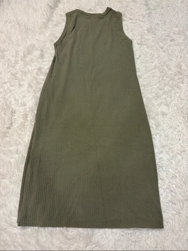 Abercrombie sleeveless Ribbed Tank Dress - Olive Green - Image 2