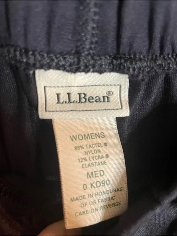 L.L. Bean Women’s Black Elastic-Waist Wide Leg Track Pants Size Medium - Image 2