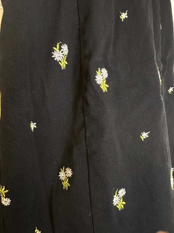 Urban Outfitters Cottagecore Floral Dress XS Navy Blue Ruffle Spring - Image 2