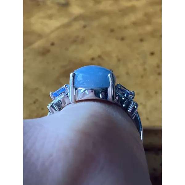 Natural Angelite Tanzanite Sterling Silver Ring Size 8.75 - Image 2