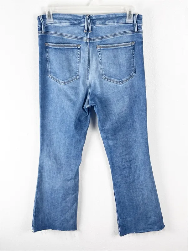 GOOD AMERICAN High Rise Distressed Good Leg Fray Hem Denim Jeans Size 31 - Image 2