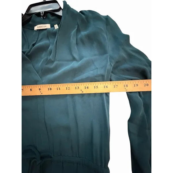BABATON x ARITZIA Bennett 100% Silk Georgette Shirt Dress Teal XXS #GG2-4 - Image 7