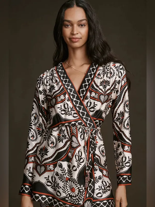 Farm Rio Passion Scarf Wrap Mini Dress XS - Image 2