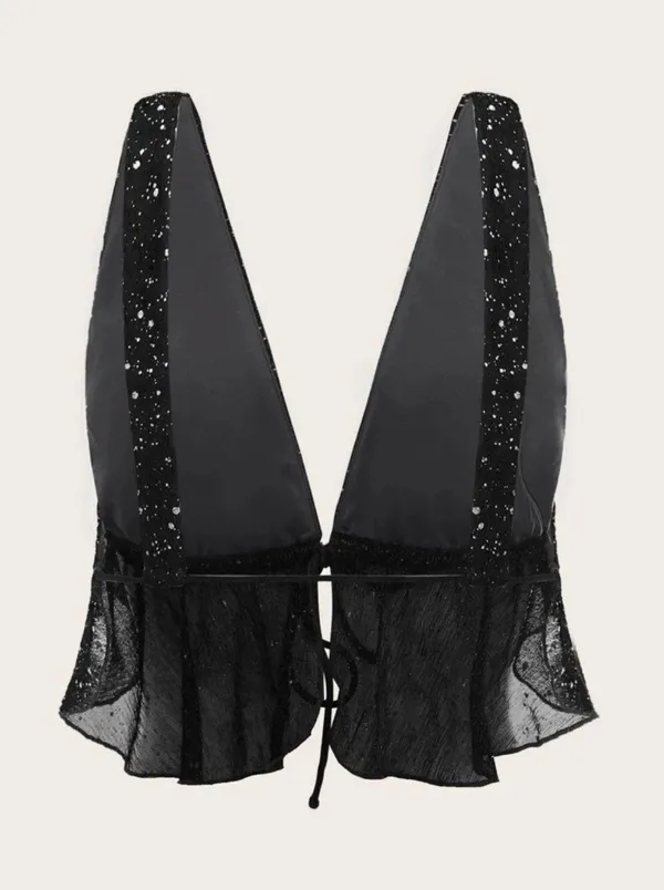 Sparkly Black Crop Top - Image 2