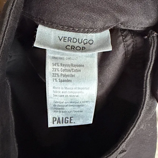 PAIGE Verdugo Crop Black Jeans Pants Size 32‎ - Image 4