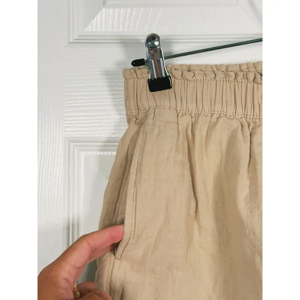 Old Navy Womens High Rise Wide Leg Pants Cotton S Beige Minimal Organic Earthy - Image 9