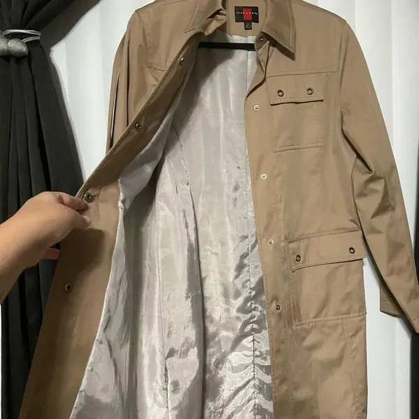 Gallery tan button, belted raincoat type coat - Image 8