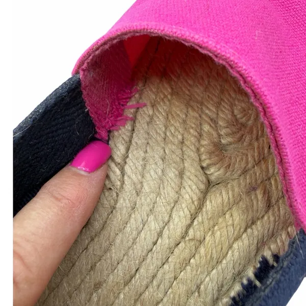 Tory Burch Colorblock Pink Navy Canvas Espadrille Flats Jute Double T Logo Sz 9 - Image 8