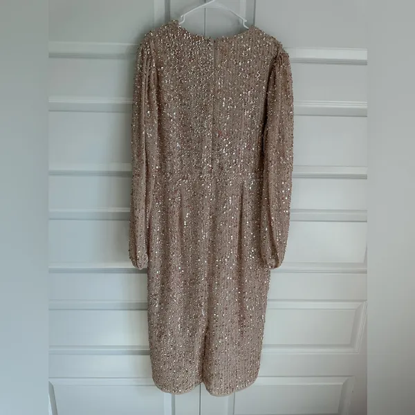 Mac Duggal Sequin Long‎ Puff Sleeve Cocktail Midi - Image 8