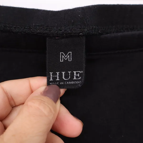 HUE Leggings Womens M Solid Black Cotton Blend Stretch Comfort Excellent - Image 2