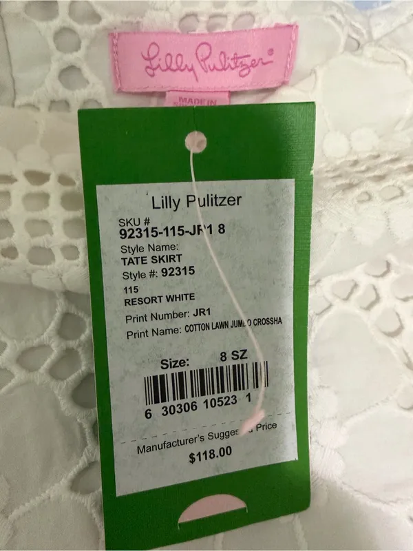 NWT Lilly Pulitzer Tate Skirt White Eyelet Lace in Resort White - Image 7