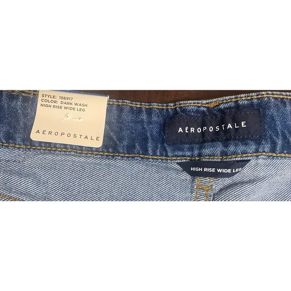 NWT Aeropostale High Rise Wide Leg Jeans 100% Cotton Dark Wash Size 10 Y2K 90s - Image 4