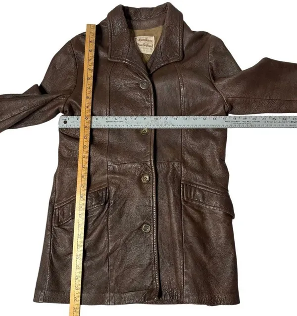 LEATHERS By NEW ENGLAND Sports Wear Brown Leather Jacket Half Belt VINTAGE - Image 8