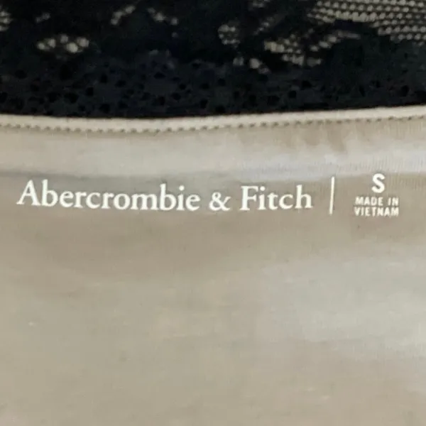 Abercrombie & Fitch Womens Black Floral Lace Cap Sleeve Sheer Crop Blouse Top S - Image 4