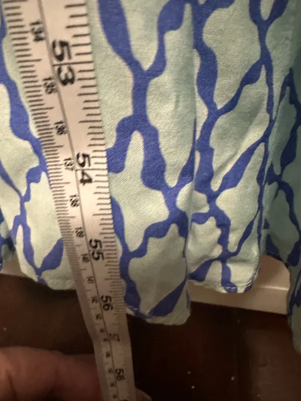 Vineyard Vines Blue Geo Print V-Neck Smocked Sleeveless Maxi Dress Size S - Image 4