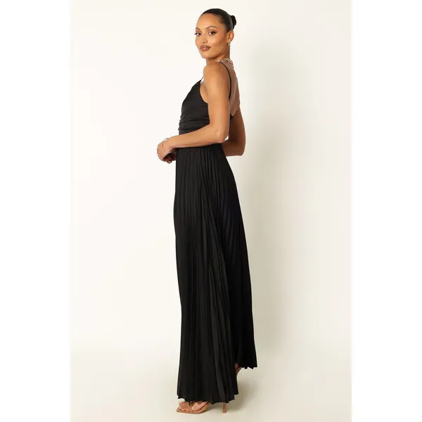 New! Petal & Pup Naira Pleated Satin Maxi Dress Black Size 2 - Image 2