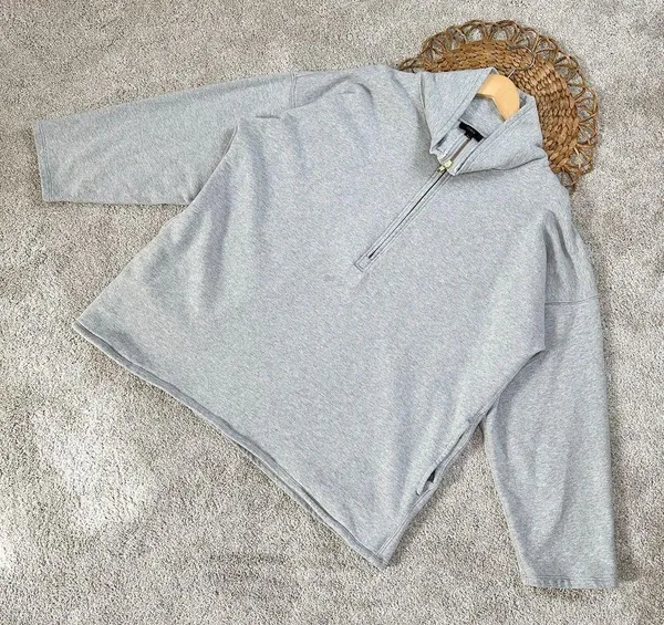 J.Crew University Terry Long Half-Zip Tunic Sweatshirt Heather Grey Cozy Chic - Image 5