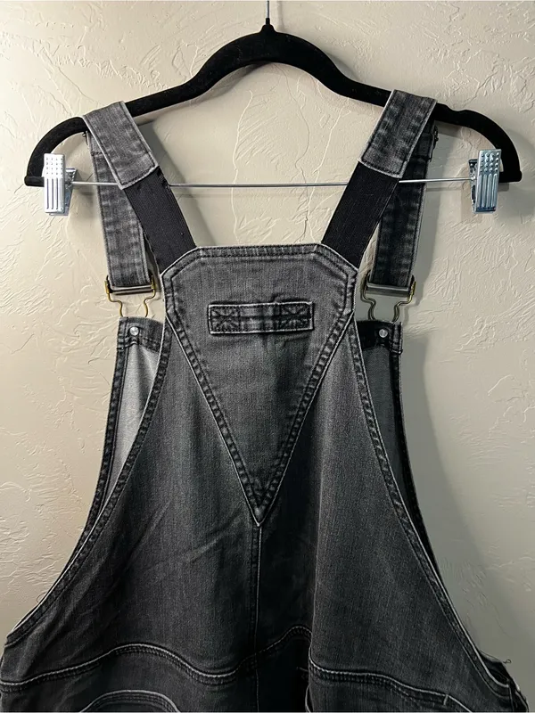 Dovetail Freshley Washed Black Canvas Workwear Overalls Plus Size Petite - Image 13