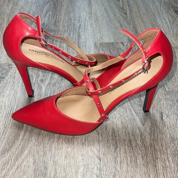 Christian Siriano Red Strappy Heels Size 9 - Image 3