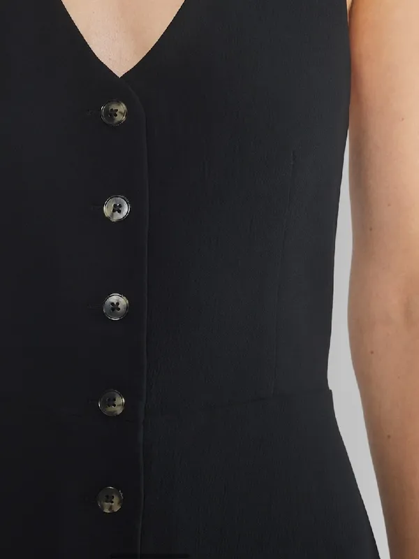ARITZIA Wilfred Upscale Jumpsuit Black Crepette Size 8 - Image 4