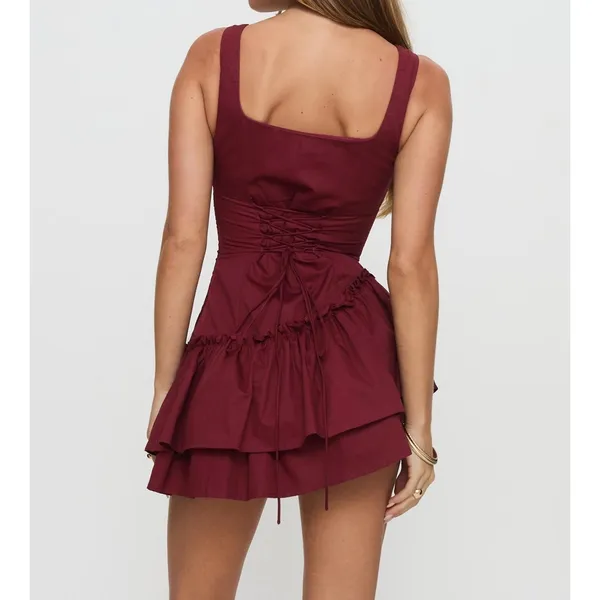 Grand Street Shantelle Romper Burgundy Size Large Classy Cotton - Image 2