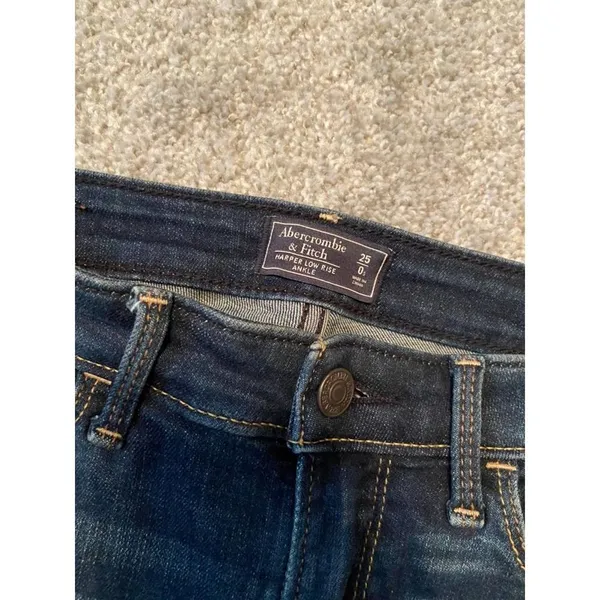 Abercrombie & Fitch Harper Low‎ Rise Ankle Jeans Dark Wash Distressed Size 25 0S - Image 2