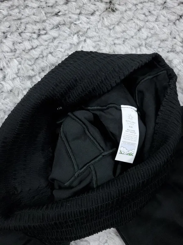 Offline by Aerie Real Me Smocked Super Flare Leggings Black Size Medium - Image 3