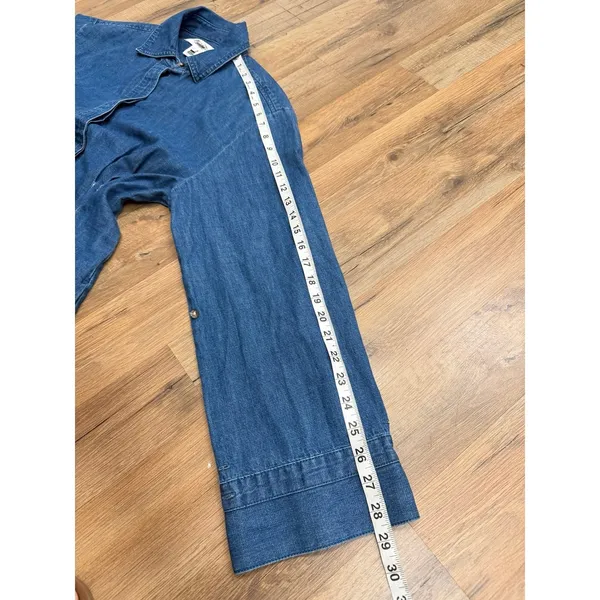 Madewell Denim Shirt Dress Women 4 Blue Cotton Cinched Waist Long Sleeve - Image 8