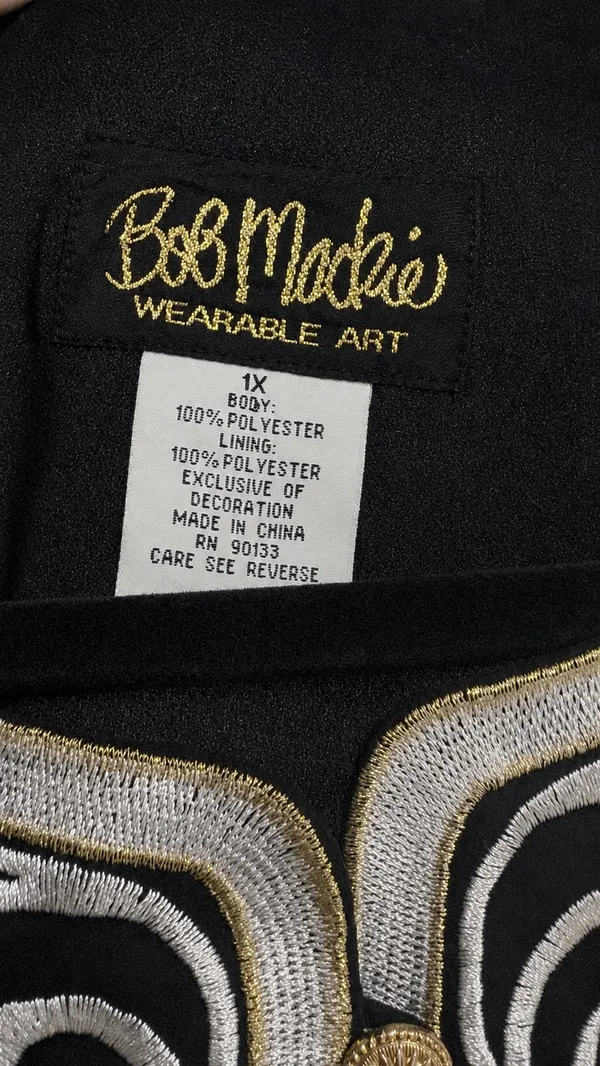 Bob Mackie Wearable Art black & gold blouse - Image 4