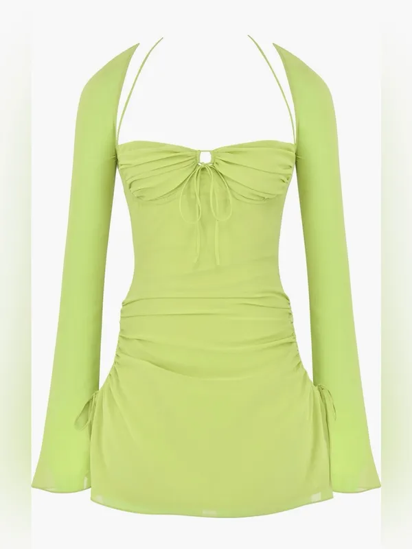 HOUSE OF CB Baby Halter Long Sleeve Minidress - Image 4