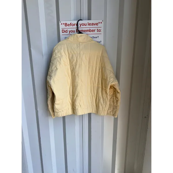 O'Neill Quilted Quarter Zip Pullover Jacket Butter Yellow Mock Neck XL - Image 5